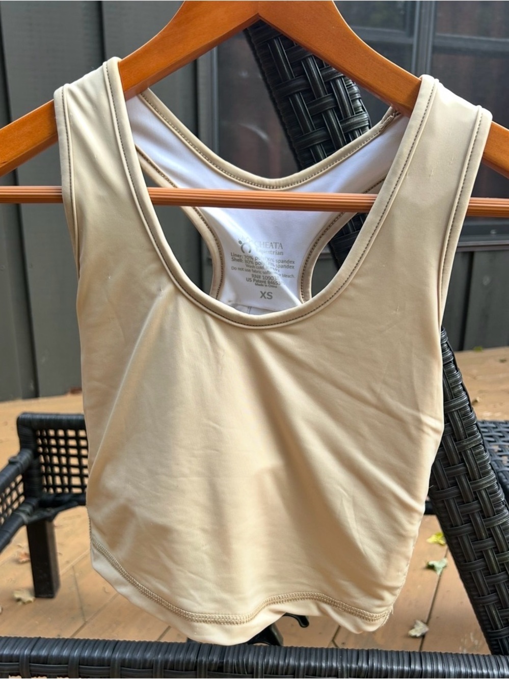 Cheata equestrian Women's Beige Racerback crop sport Tank - XS